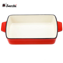 Enameled coating red Cooking cookware Cast Iron dish Pan roasting tray